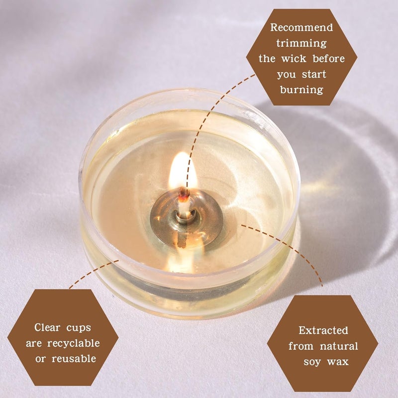 Devi 200 Pack Soy Wax Tea Lights Candles 4 Hours Paraffin-Free, Pure Soy White Small Votive Tea Candles for Emergency,Unscented Tealight Candles for Home, Christmas Table Decor - Image 2